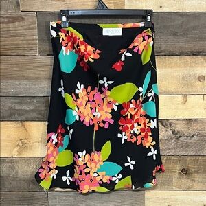 Casual Corner Black Floral A-Line Skirt